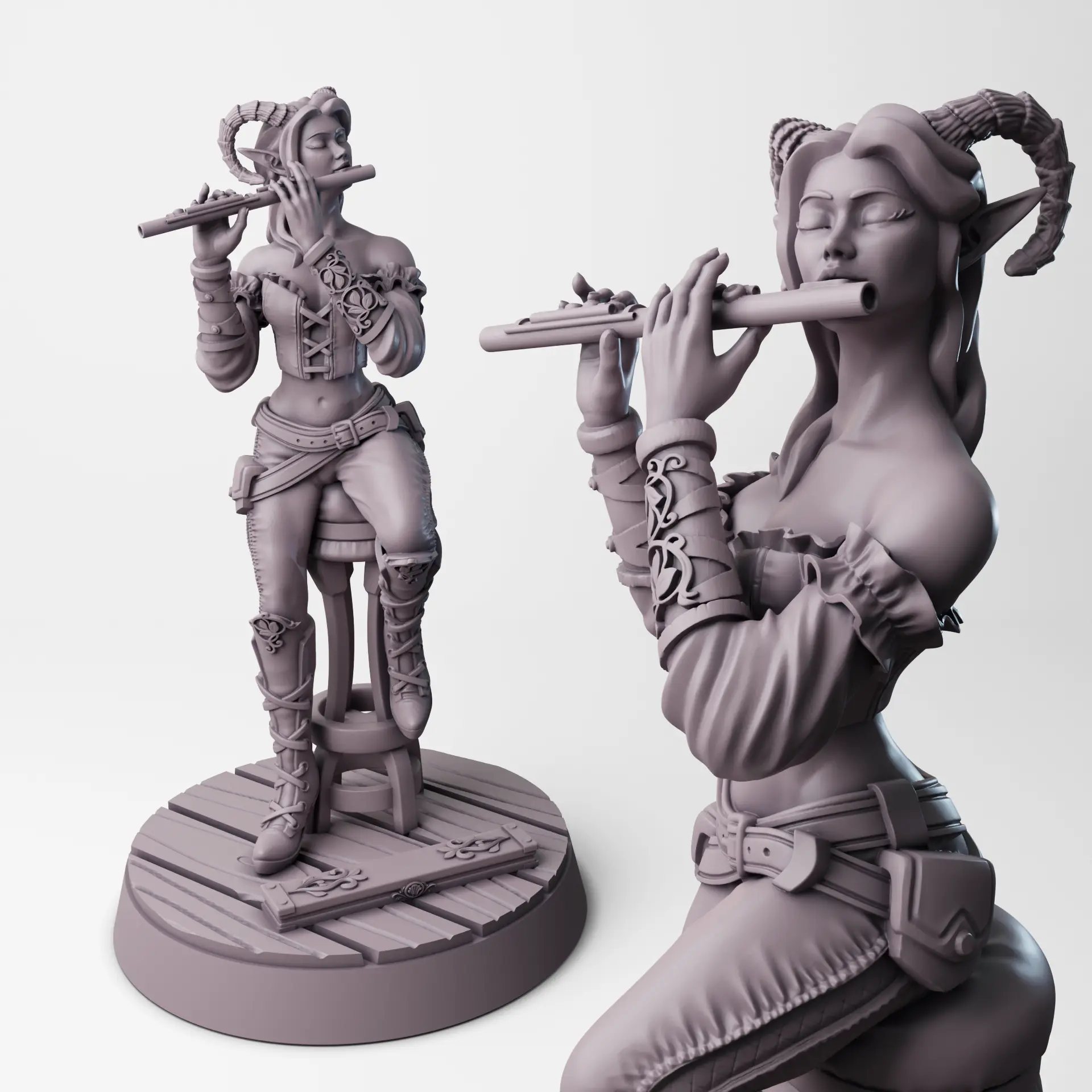 Tiefling Bard - Hellspawn Tabletop RPG Mini 3d model
