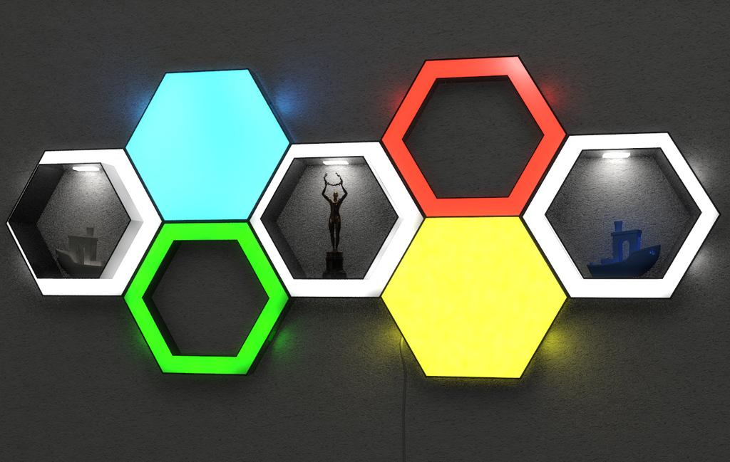 LED Hexagon Panels and Shelfs 3d model