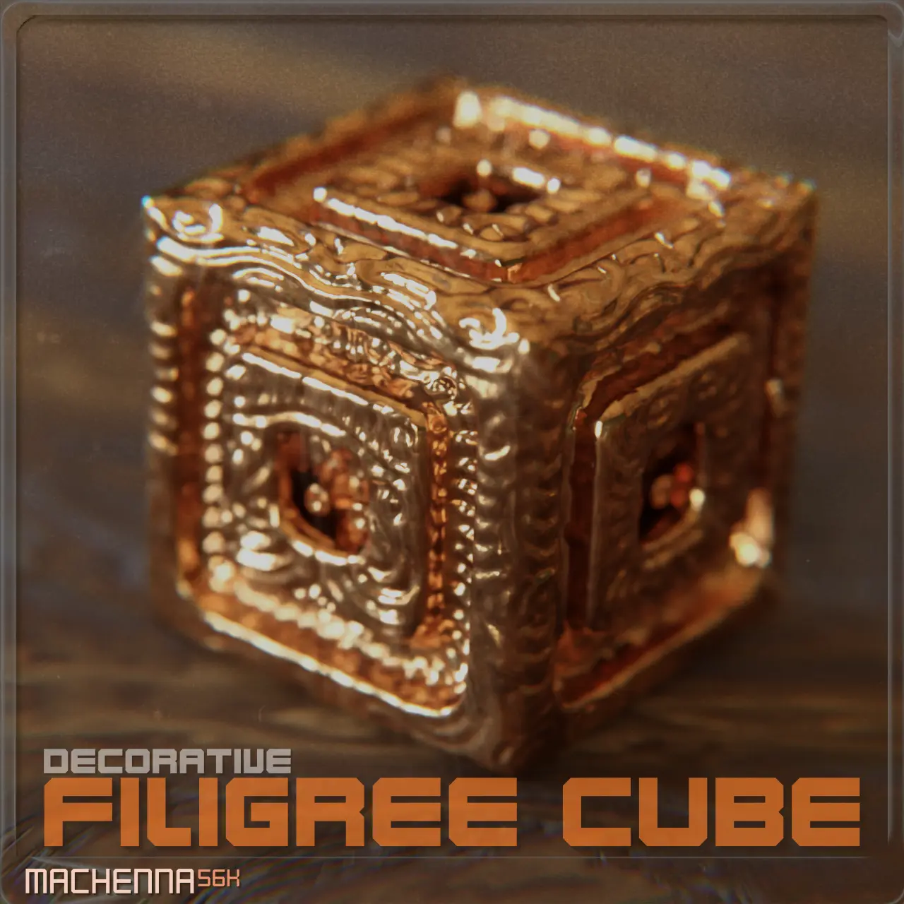 Decorative Filigree Cube 3d model