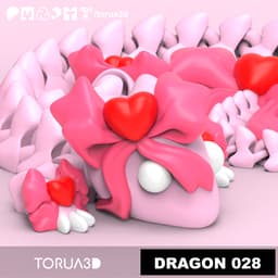 Articulated Dragon 028 - Print in place - No supports - Valentine's Day - 3mf - STL 3d model