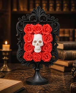 Rose Skull Frame Sculpture - Gothic Floral Art 3d model