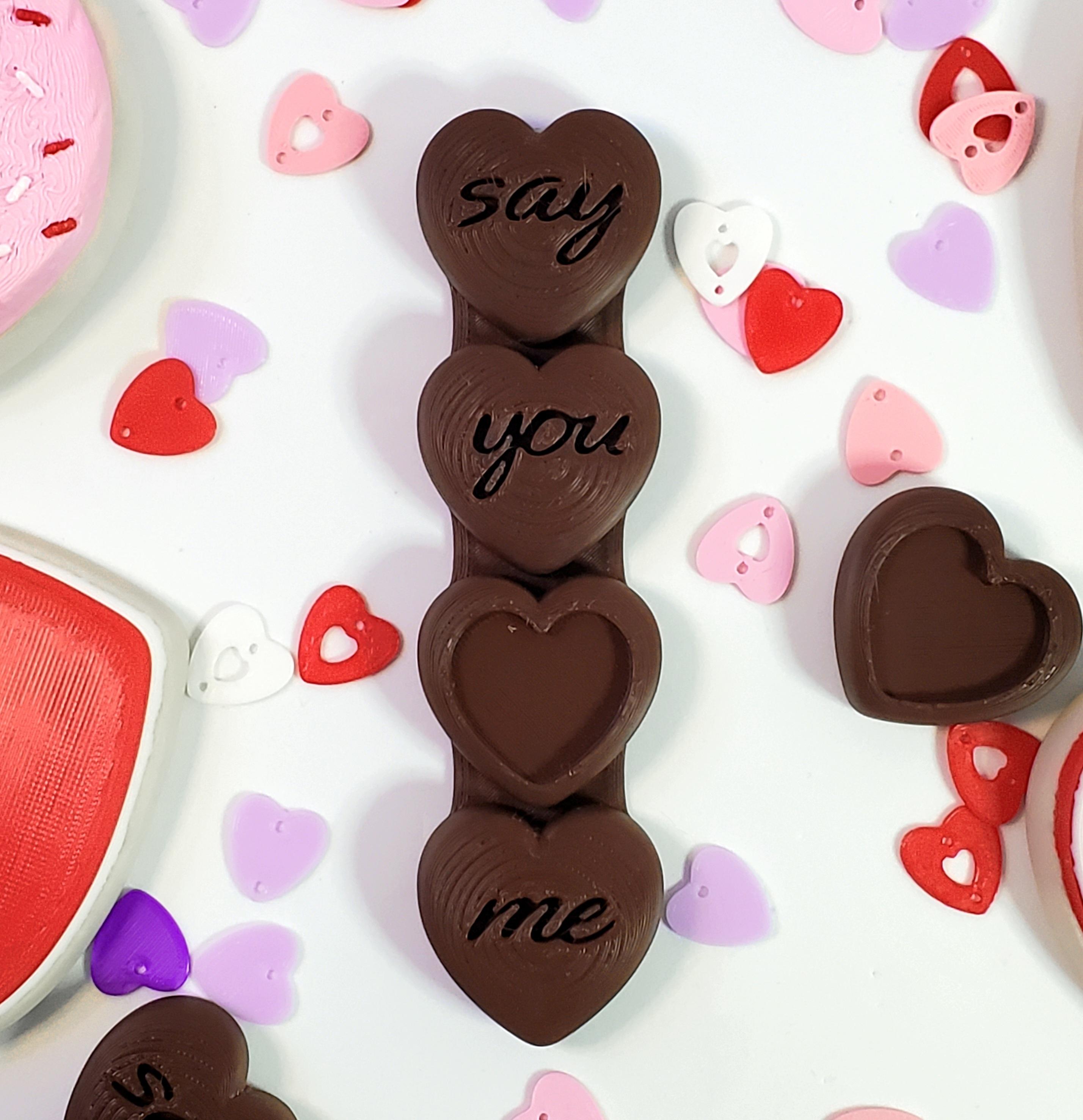 'Say You Love Me' Heart-Shape Chocolate Candy Bar for Valentine's Day :: Delicious Desserts! 3d model