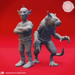 Deep Gnome Twins - Topsy and Turvy -Tabletop Miniatures (Pre-Supported) 3d model