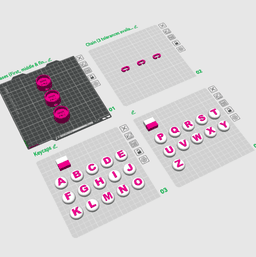Customizable Alphabet Clicker & Keychain 3d model