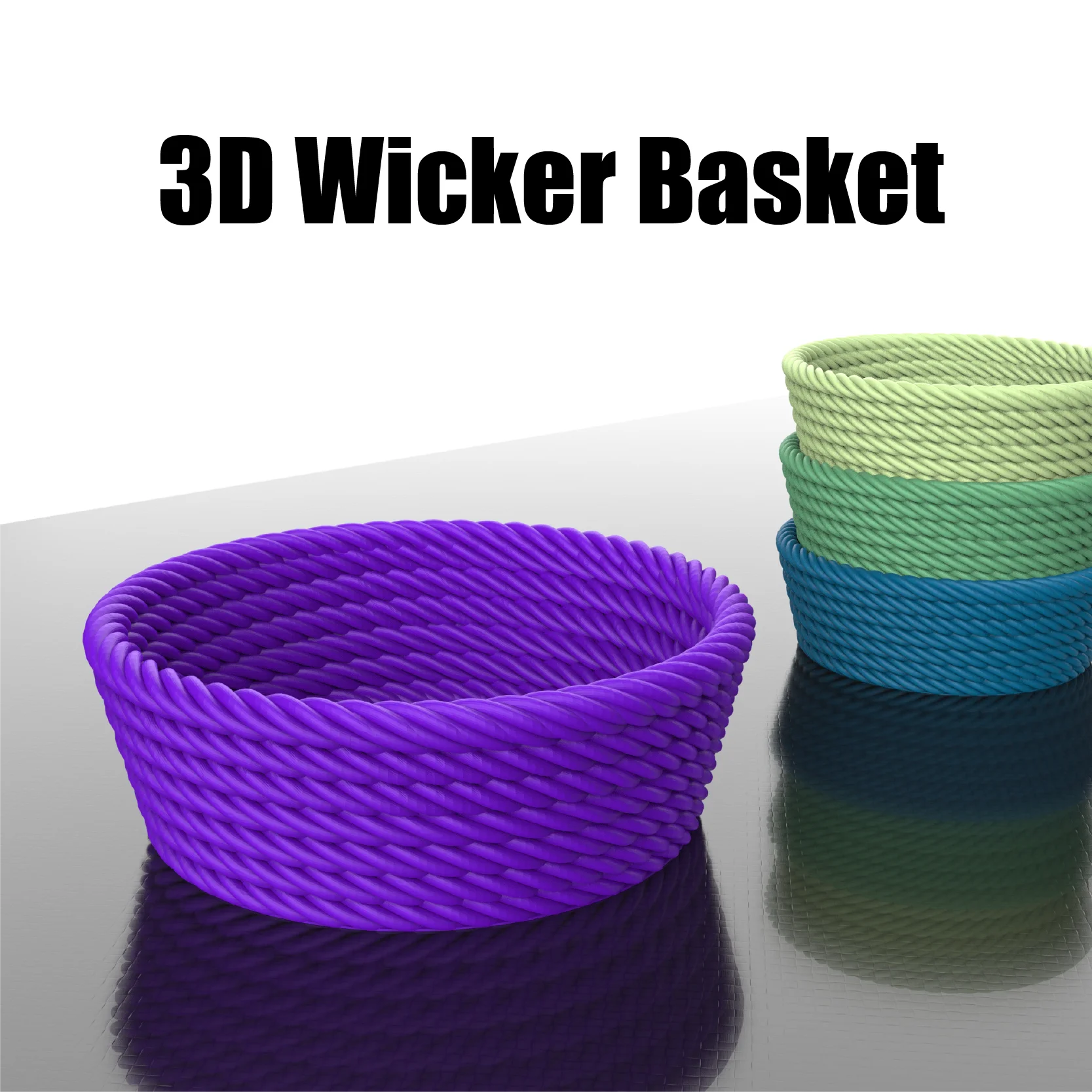 Wicker Basket, 3D Rope Bowl, Mesh Decor and for Jewelry; Keys; Accessory; Small Items; etc 3d model