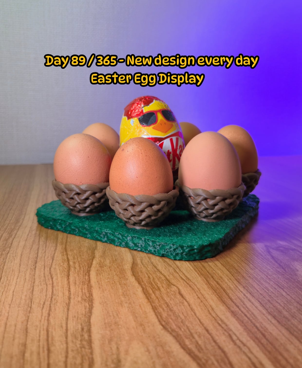 Easter Egg Display Stand – Holds 8 Eggs in Woven Nest Cups 3d model