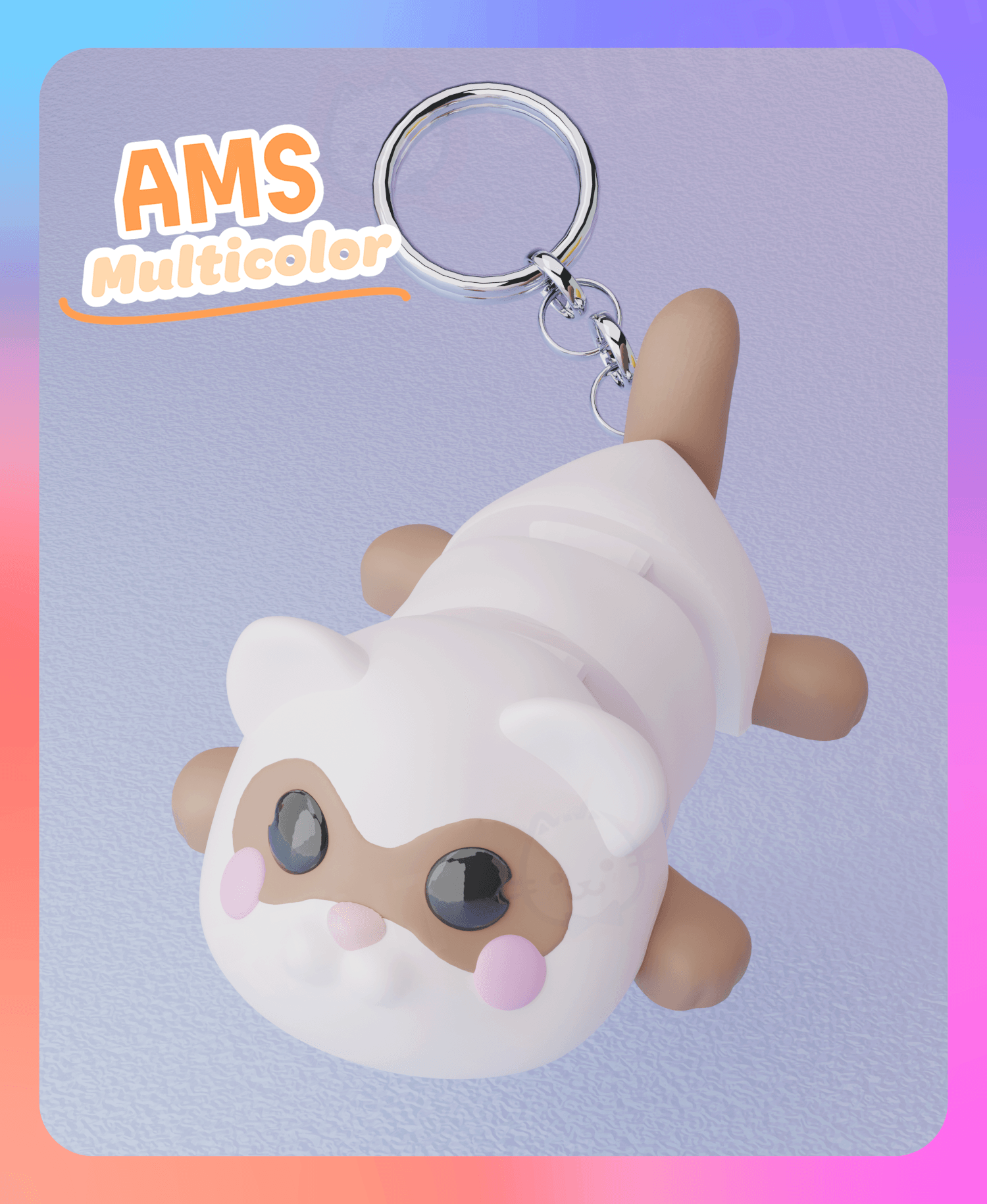 Flexi Ferret Laying Down Keychain (Multicolor) 3d model
