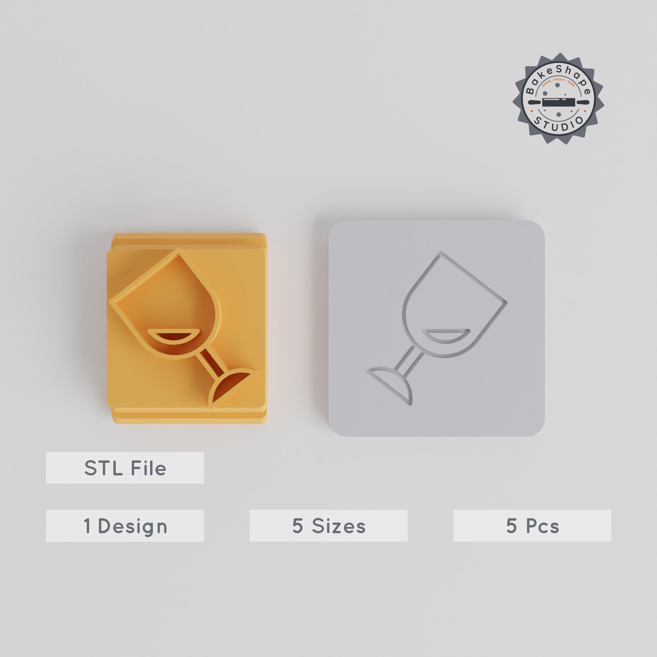 Wine Stamp Tile Set, 5 Motif Sizes, Perfect for Clay, Cookies & Fondant Craft PRODUCT_2327 3d model