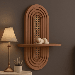 Boho Style - Wall Shelf with Wicker Pattern - Modern Design - Home Decor Shelf 3d model