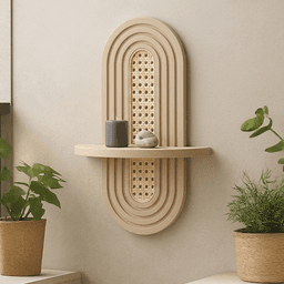 Boho Style - Wall Shelf with Wicker Pattern - Modern Design - Home Decor Shelf 3d model