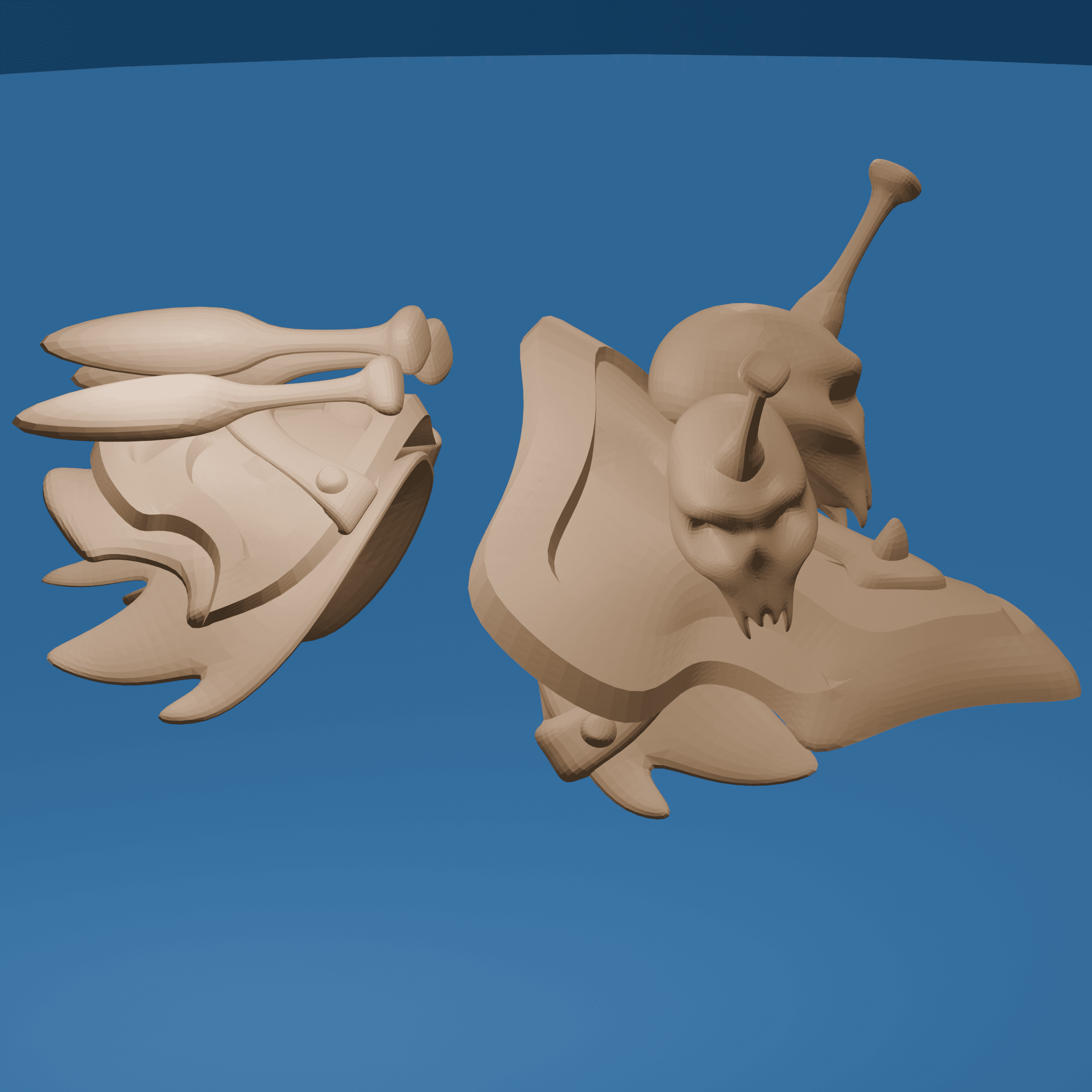 Fantasy Pauldrons with Skulls and Daggers 3d model
