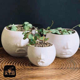Funny Facial Expression Planters Set of 4 / Candle Holders / Containers 3d model