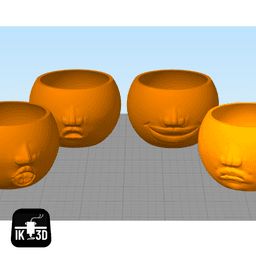 Funny Facial Expression Planters Set of 4 / Candle Holders / Containers 3d model