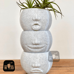 Funny Facial Expression Planters Set of 4 / Candle Holders / Containers 3d model
