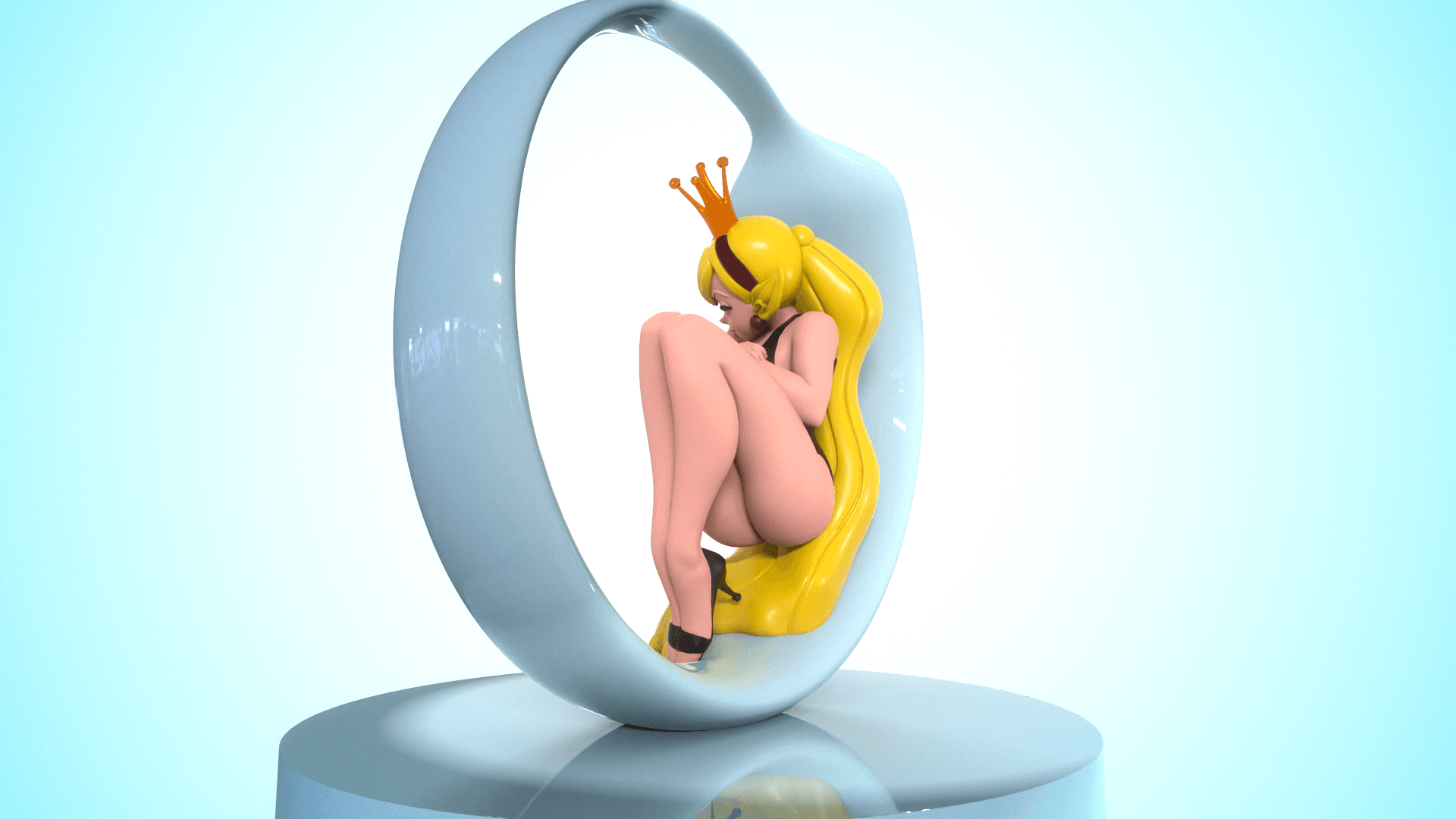 Retro 80s Fantasy Princess - Stylized Cartoon Pin-Up 3d model