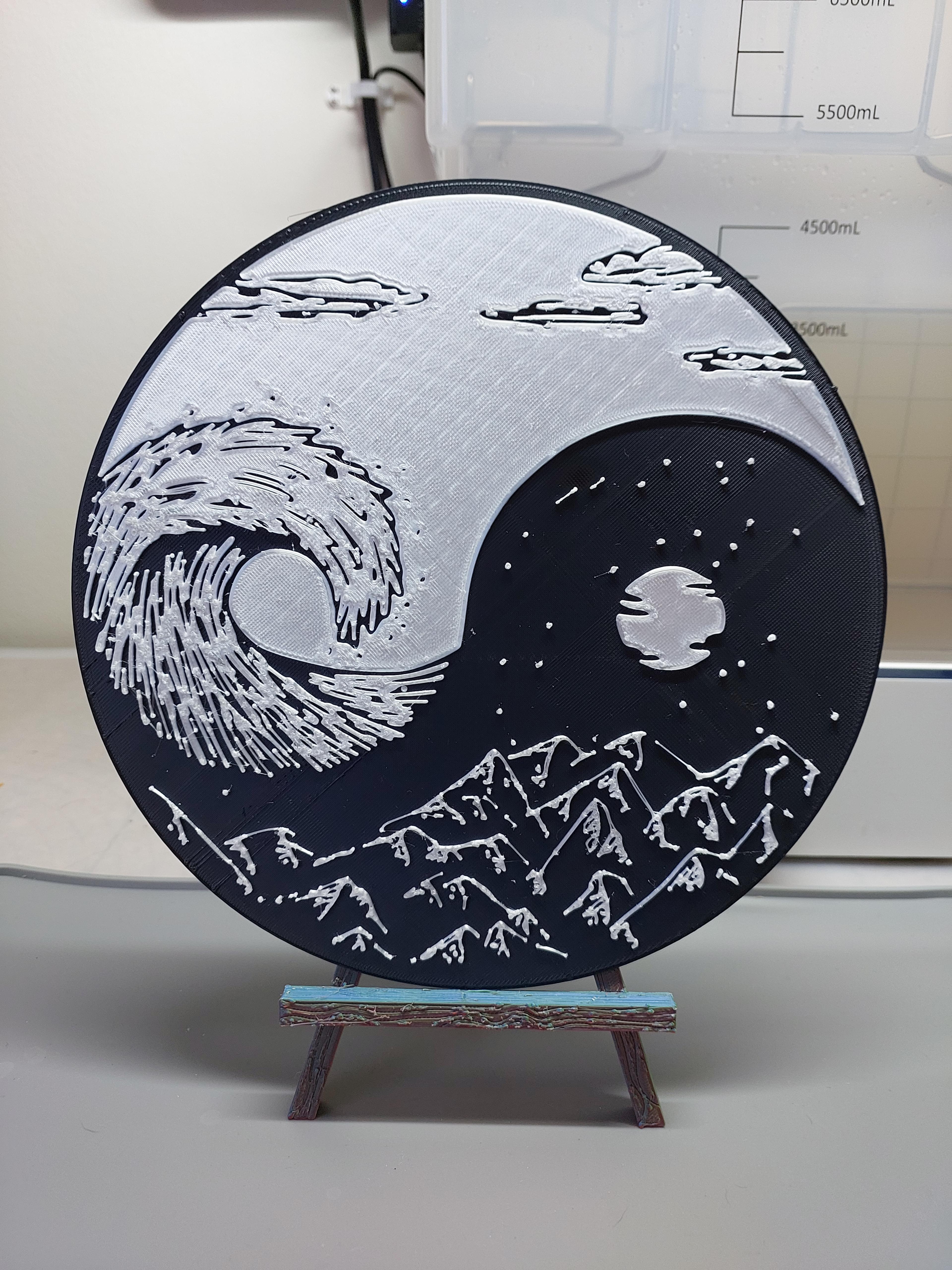 Wave and mountains Yin Yang 3d model