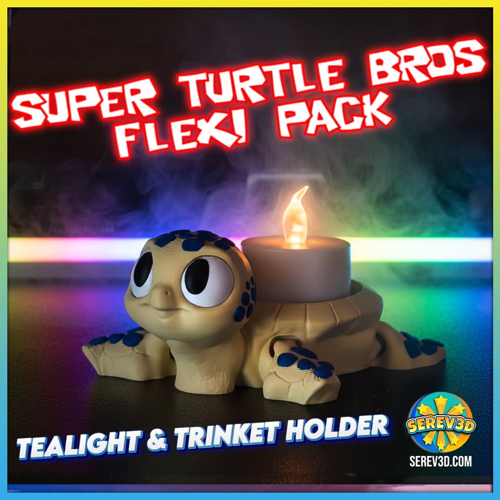 Super Turtle Bros Flexi Pack - Modular Turtle Fidget with Shells, Keychain STL/3MF 3d model