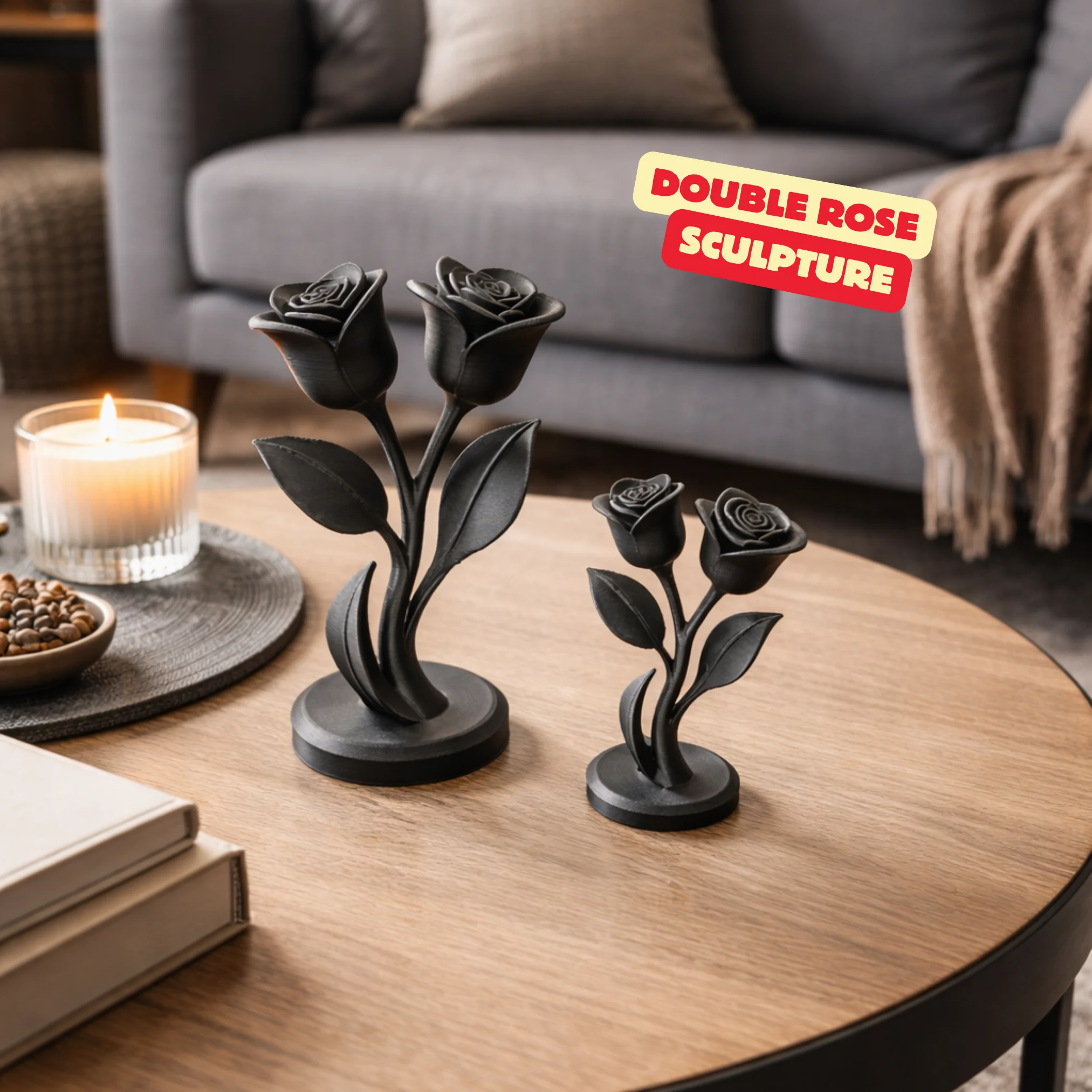 DOUBLE ROSE SCULPTURE / MODERN HOMEDECOR / VALENTINES DAY IDEA / MOTHERSDAY IDEA 3d model