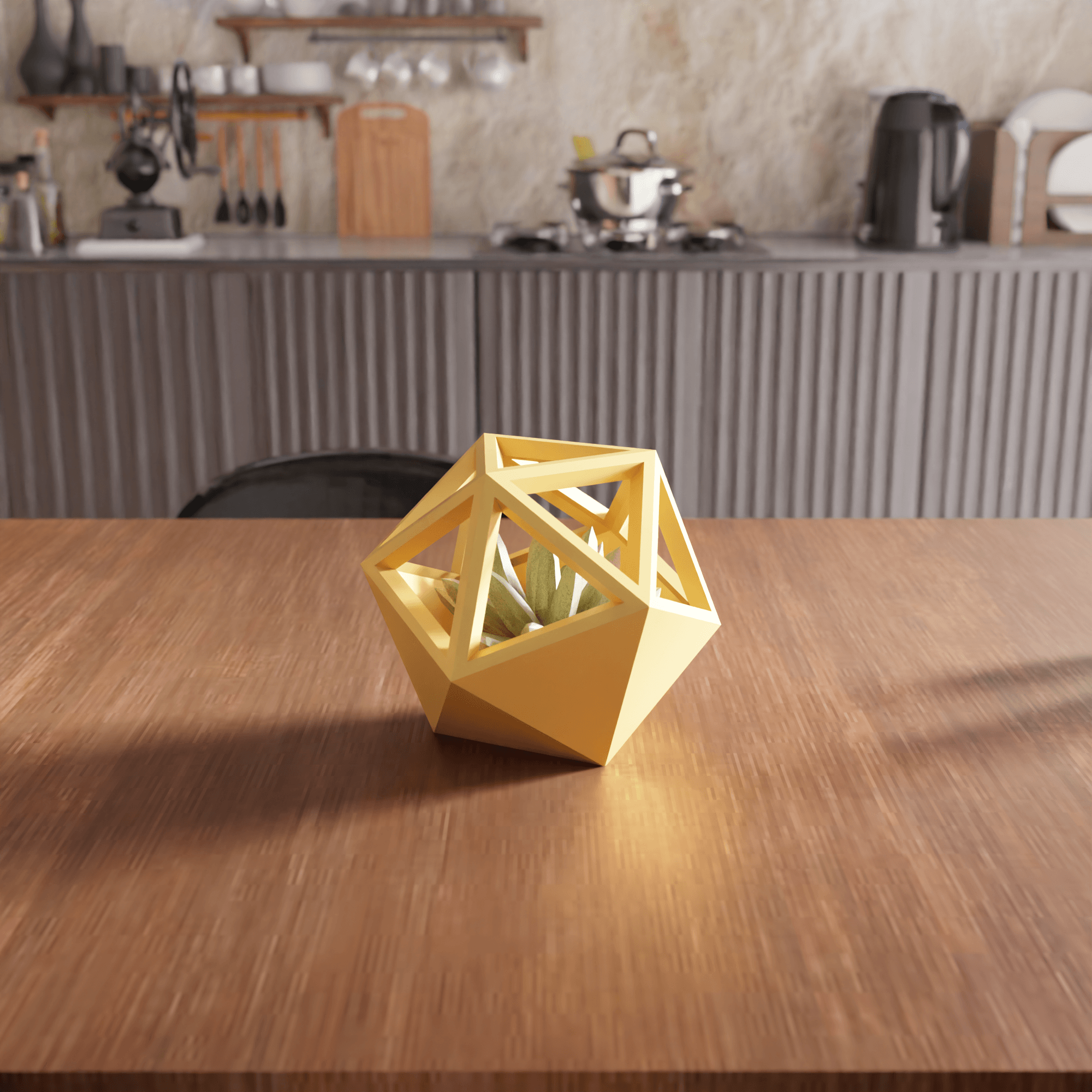 Geometric Icosahedron Cage Planter 3d model