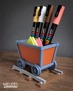VINTAGE MINECART - PEN HOLDER 3d model