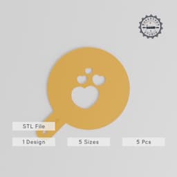 Heart Stencil Set, 5 Sizes, Art Stencil for Latte & Decor, Compatible with Powdered Sugar, Cocoa, Edible Glitter, Cinnamon, Paint PRODUCT_1400 3d model