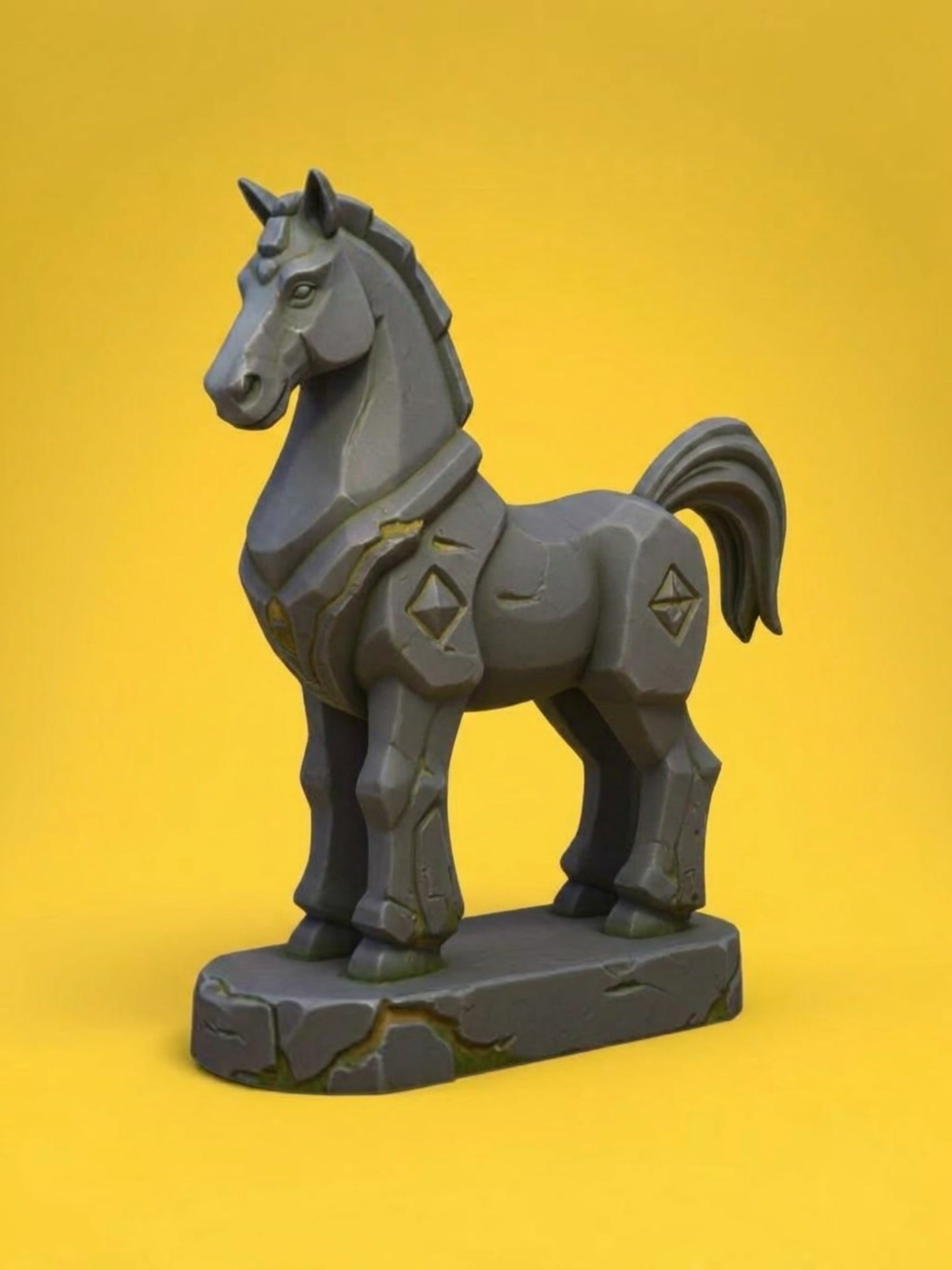 Low Poly Stone Horse Statue | Fantasy Horse Sculpture | 3D Printable STL Model 3d model