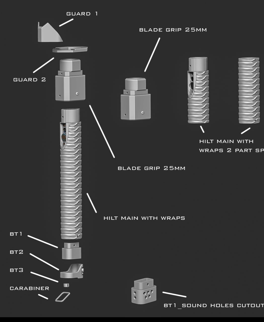 Ronin lightsaber - functional 3d model