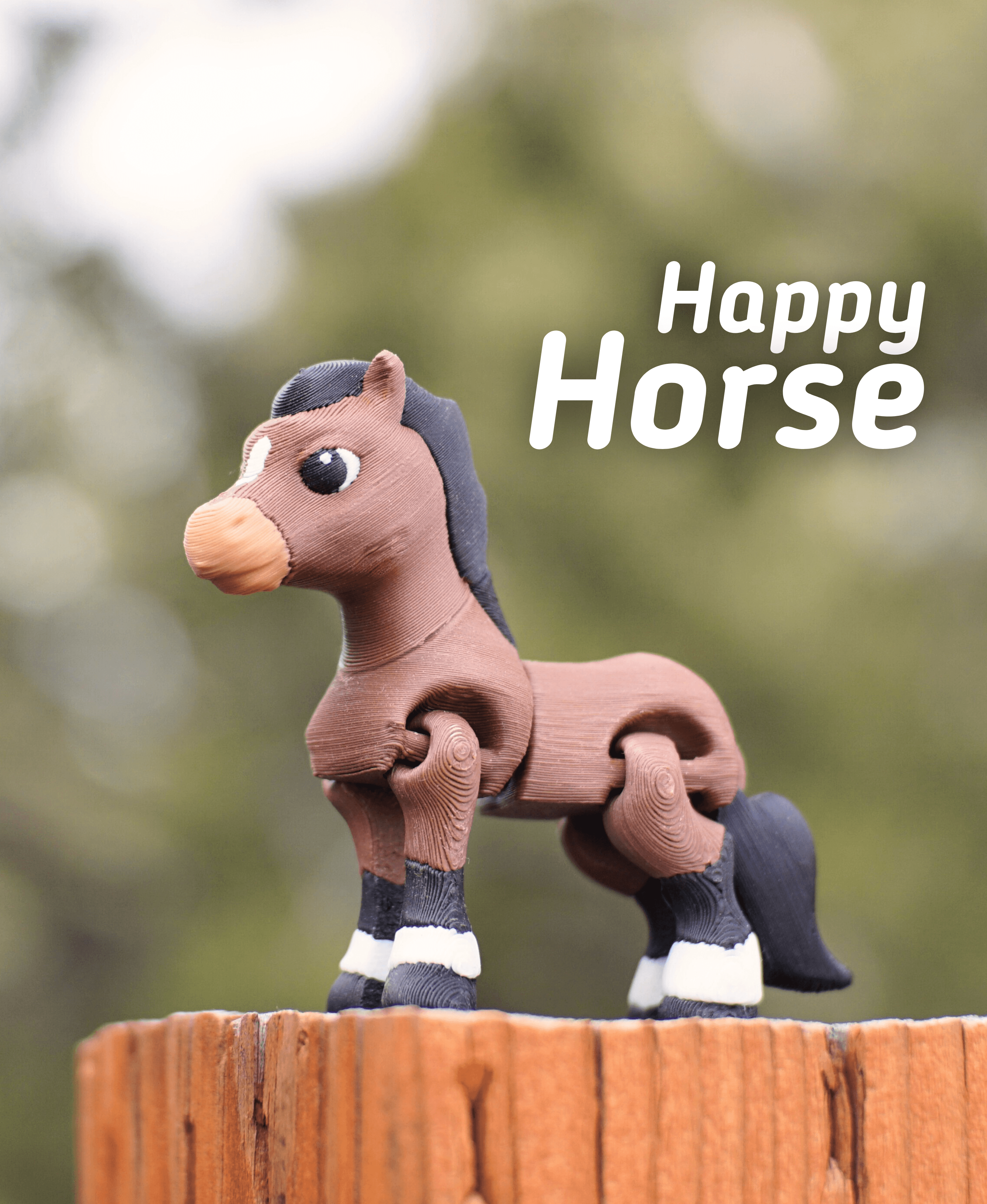 Happy Horse - Articulated Fidget Horse - Ludo 3D Printed Flexy Fidget Toy 3d model