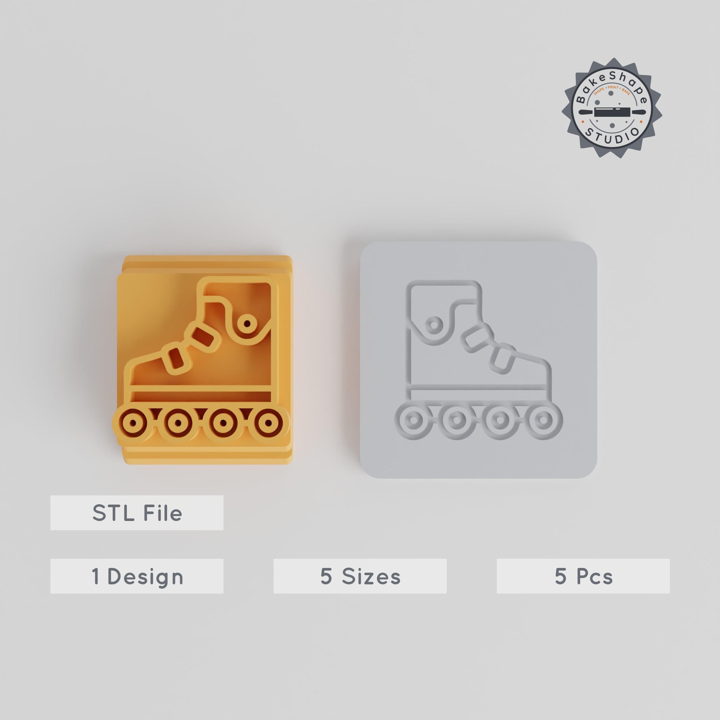 Rollerblade Shoes Tile Stamp, 5-Piece Set, 20-40mm Motifs for Clay & Fondant PRODUCT_2423 3d model