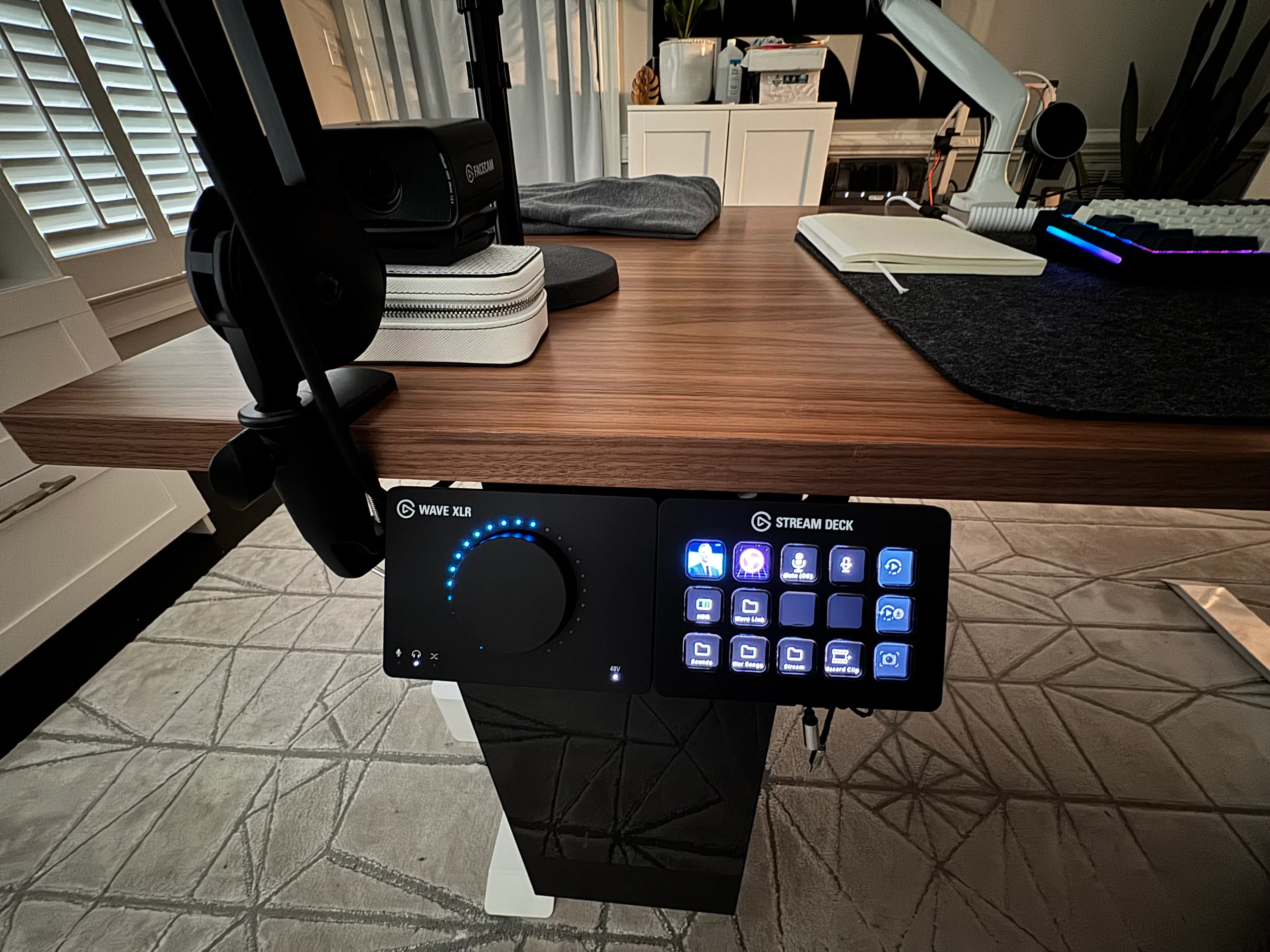 Modified to fit on a rail system so I can slide them side to side and add audio cable routing later.
