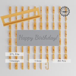 Dancing Script Bold Font Tile Set, 80 Pieces, 1/2" Letters for Clay, Cookies & Fondant PRODUCT_2813 3d model