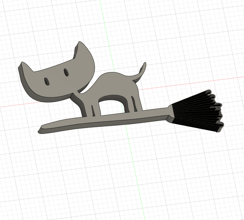Cat on broom stick string test 3d model