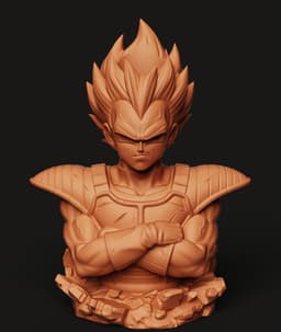 Vegeta Bust Pen Holder STL | Anime 3D Print | Office Desk Organizer 3d model