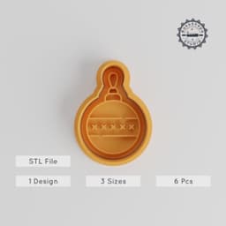 Christmas Tree Ornament Cutter & Stamp Set, Xmas Cookie & Fondant Set, Holiday Bauble Decoration, 6-Piece, S/M/L Sizes PRODUCT_4246 3d model