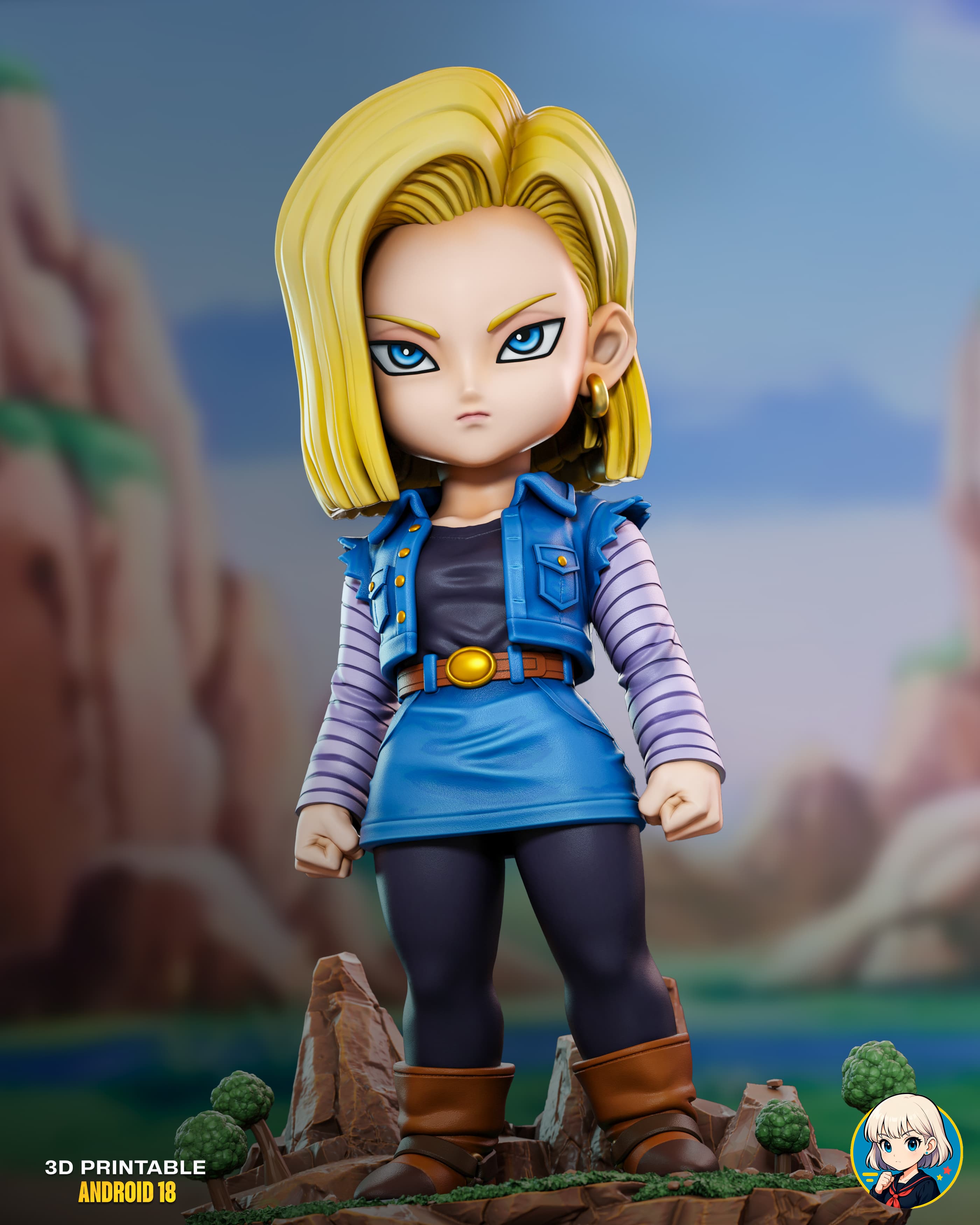 Android 18 DBZ Chibi - Premium Collectible 3d model