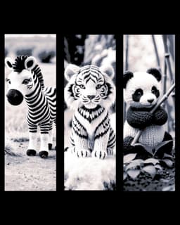 Black and White colors in Nature - Knitted Animals Set of bookmarks 3d model