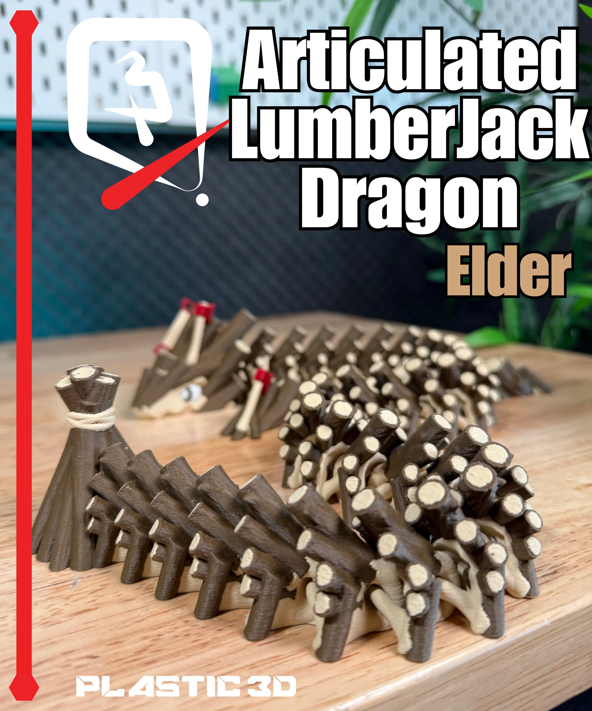 Lumberjack Elder Dragon- Plastic 3D Articulated Dragon 11 3d model