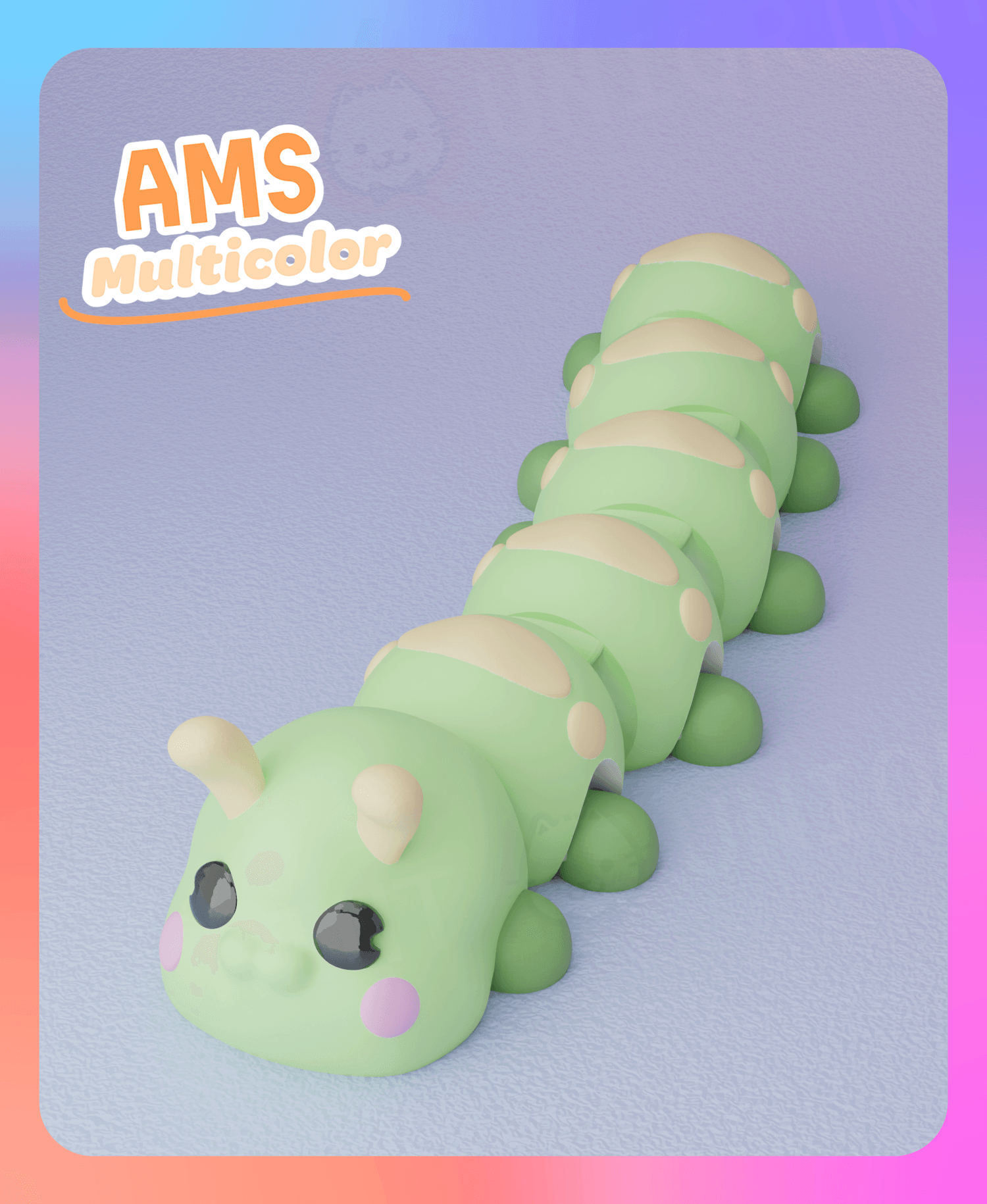 Flexi Caterpillar Keychain (Multicolor) 3d model