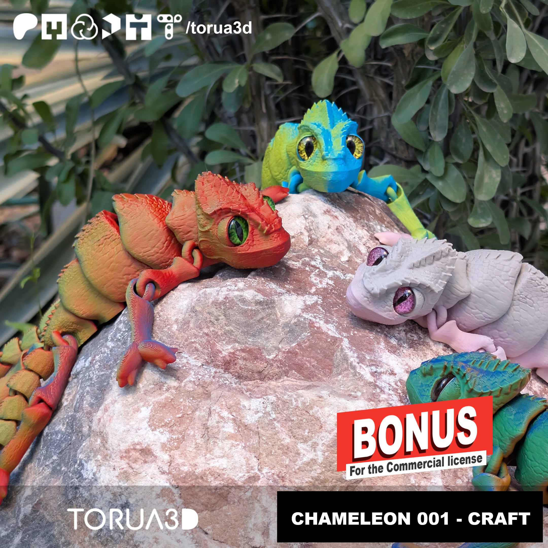 Articulated Chameleon 001 - Craft 3d model