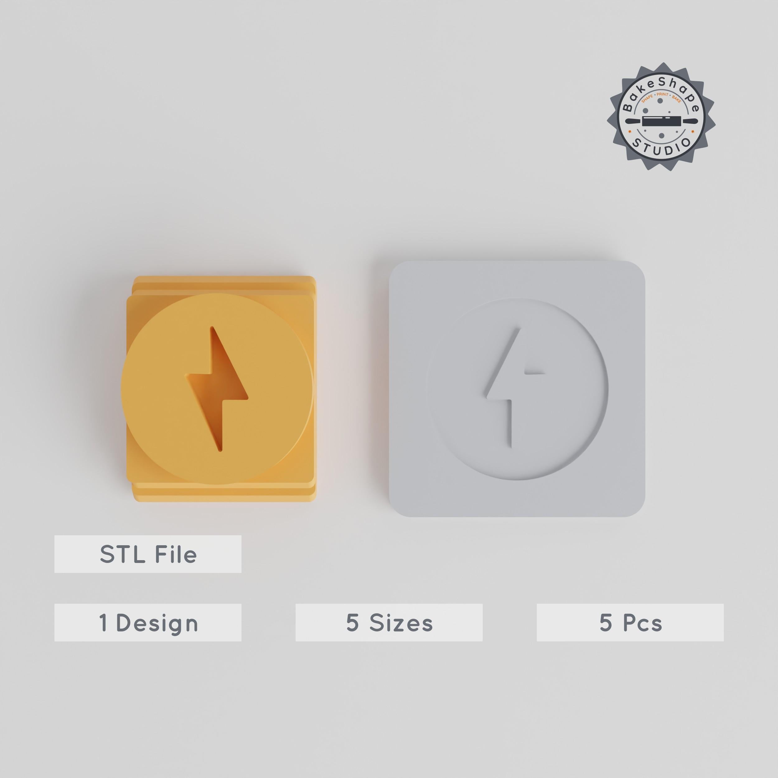 Energy Stamp Tile, 5-Piece Set, 5 Sizes 20-40mm, Perfect for Clay, Cookies & Fondant PRODUCT_2217 3d model
