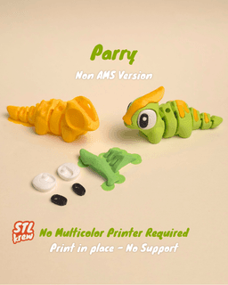 Cute Parasaur Non - AMS Articulated Dinosaur Parry , no support, print in place 3d model