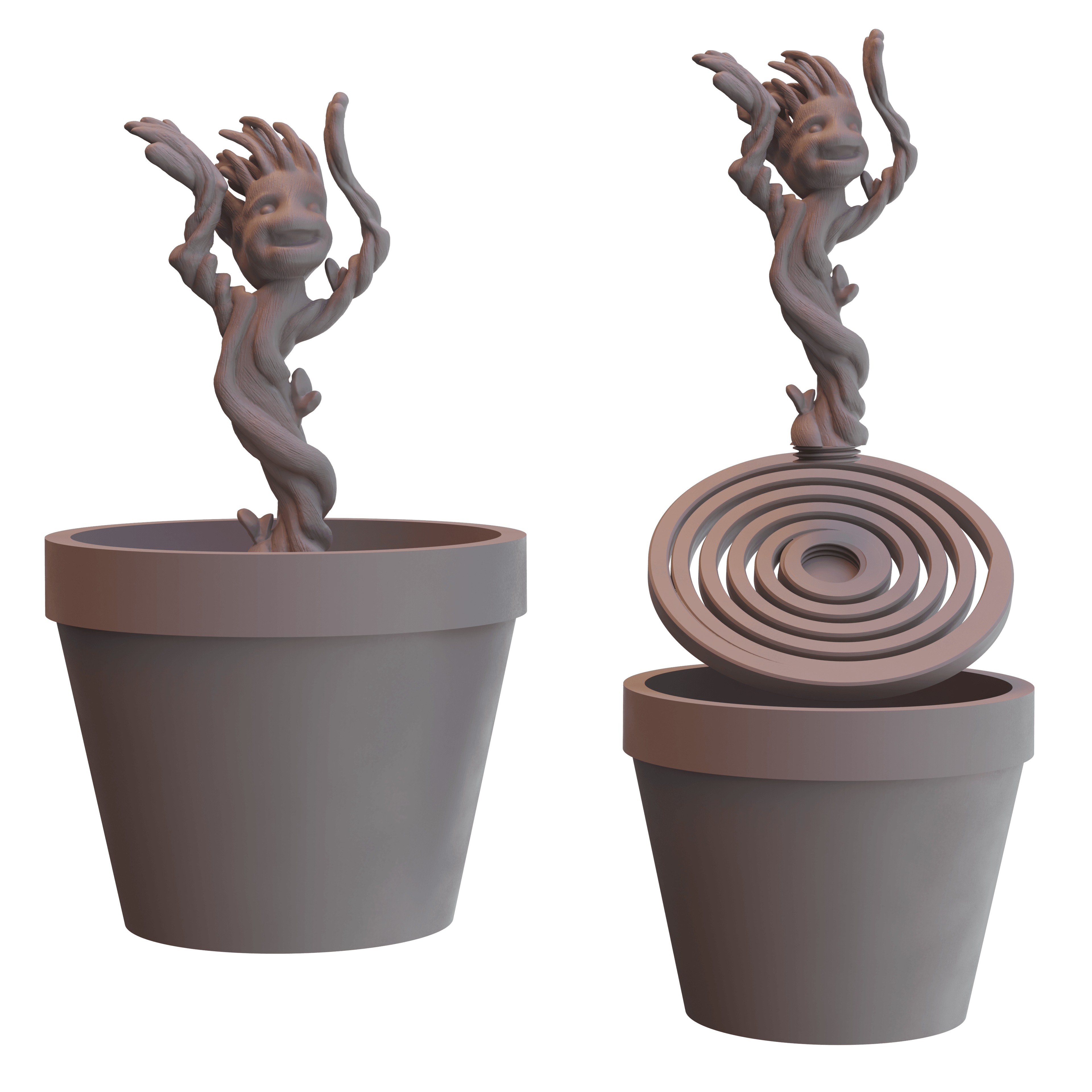 Springy Baby Groot in Pot 3d model