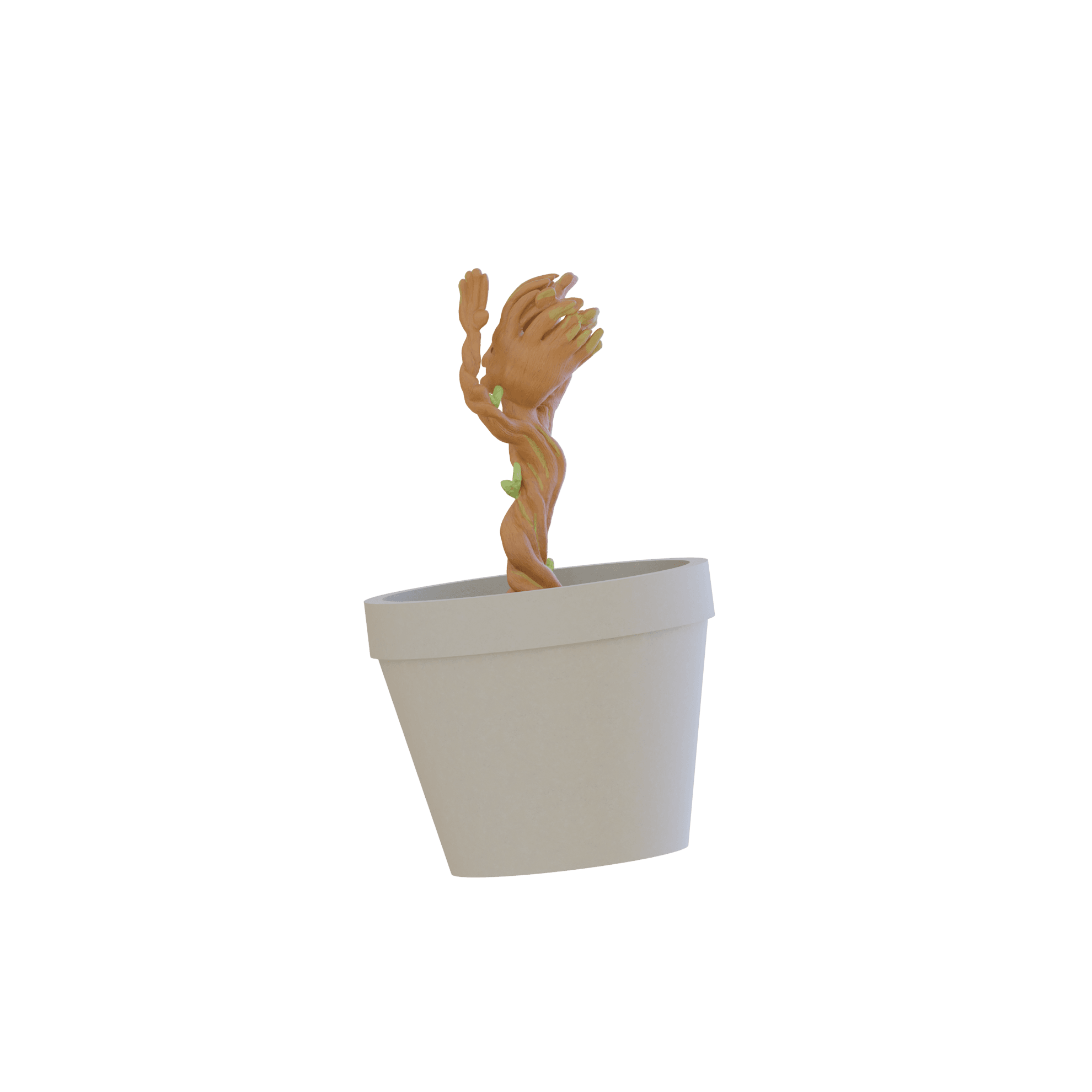 Springy Baby Groot in Pot 3d model