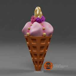Waffle cone in unicorn style 3d model