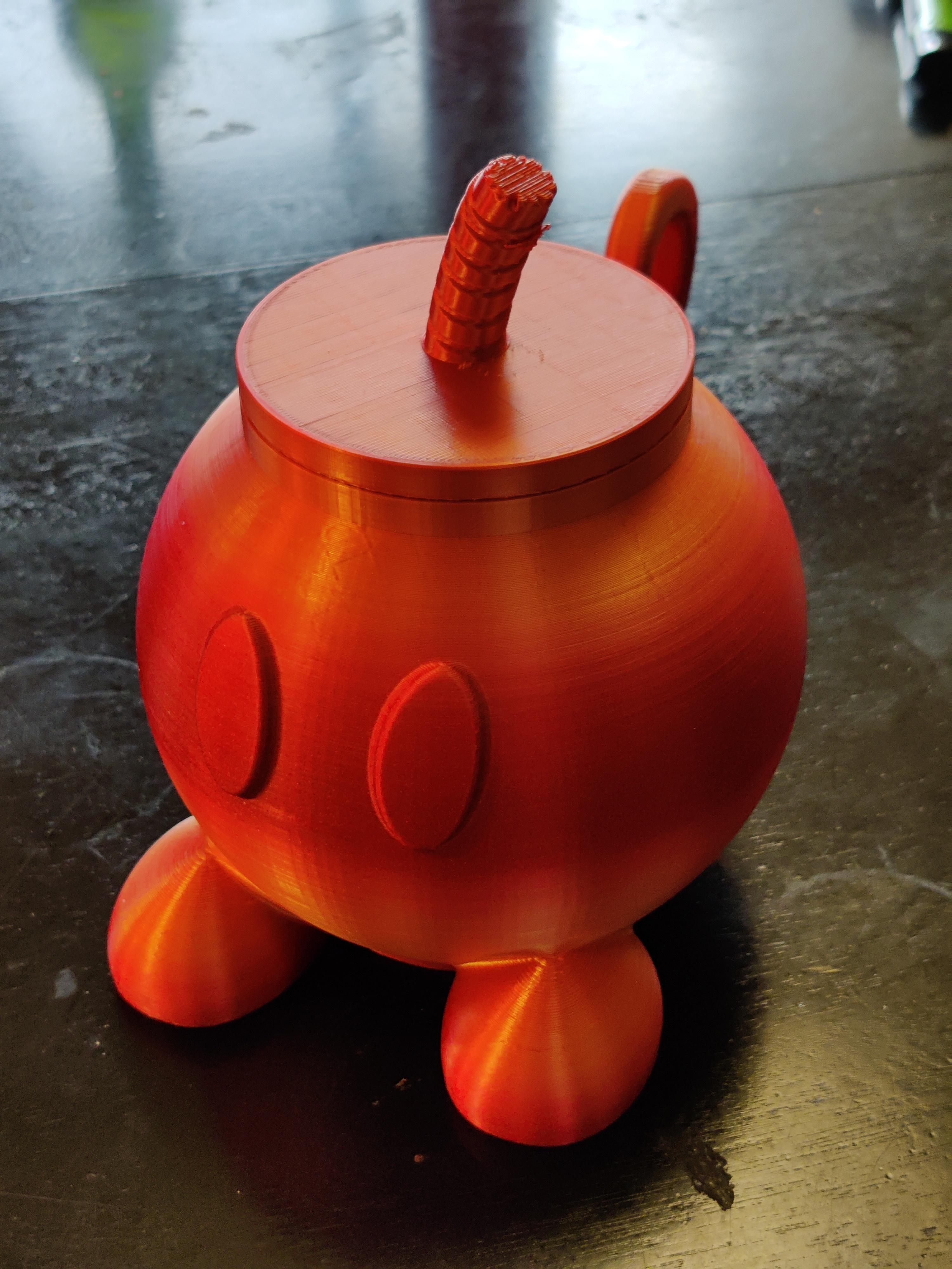 Bobby the Bob-Omb Cup - 12oz Mario Themed Can Cup! - Printed with Amolen Pla silk shiny red gold filament  - 3d model