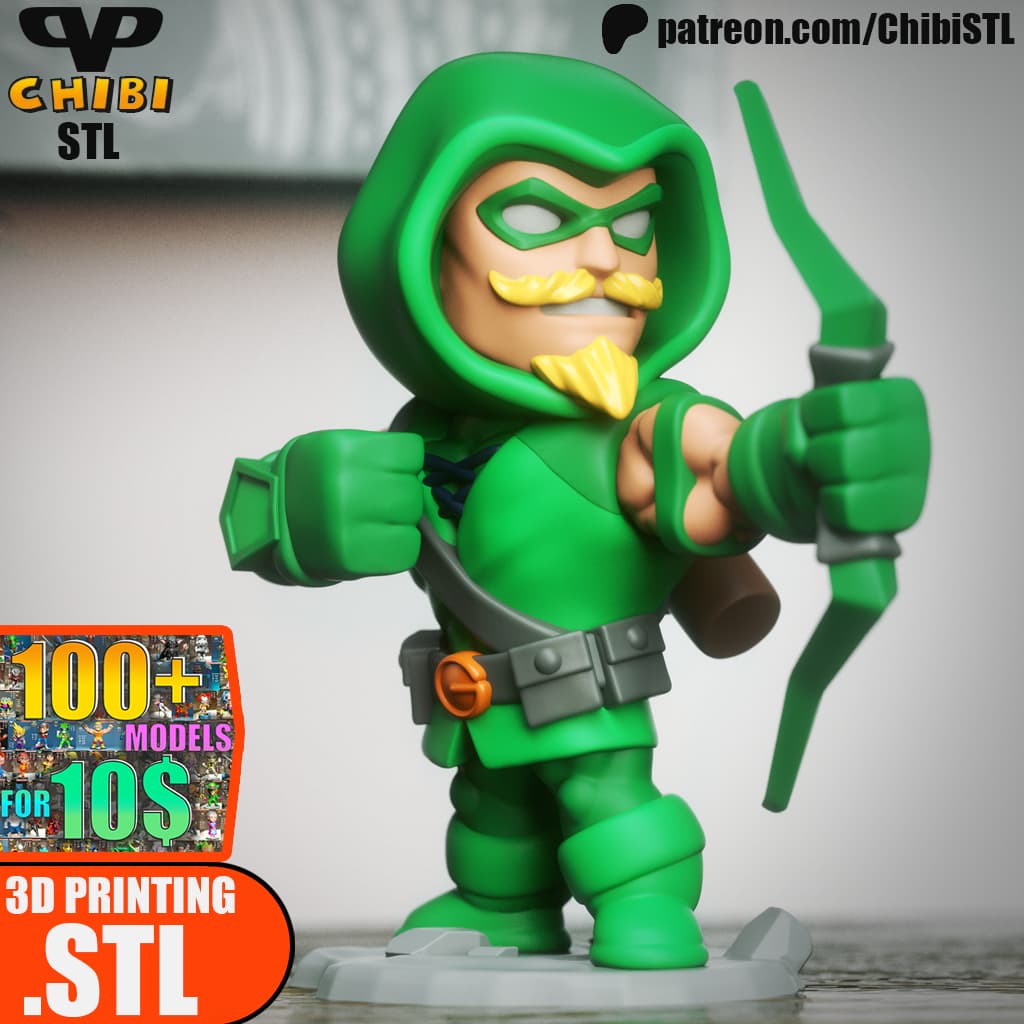 Green Arrow Chibi STL for 3D Printing ChibiSTL 3DXM 3d model