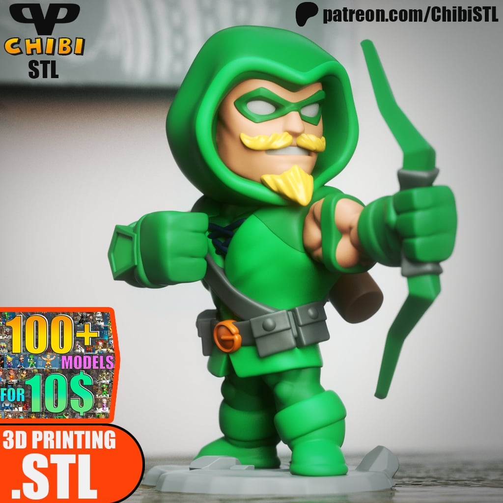 Green Arrow Chibi STL for 3D Printing ChibiSTL 3DXM 3d model