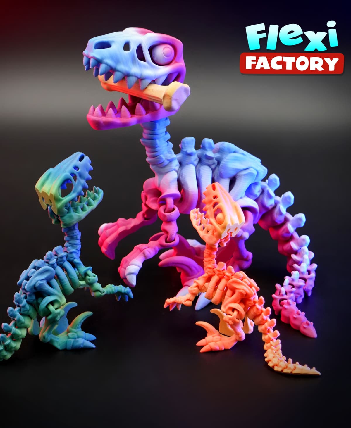 Stretch Mini Raptor Flexi Factory Skeleton Raptor with Stand and 3MF Included! - 3D model ...
