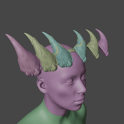 FANTASY DRAKE FANGS AND GOLD CRAFTED HORNS SET BALDURS GATE 3 3d model