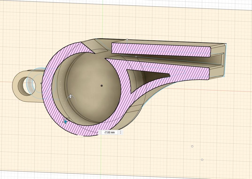Whistle - A cross section of the whistle I drew with Fusion 360. - 3d model